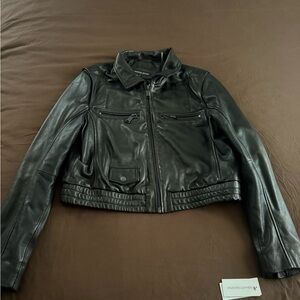 NWT Wilson’s leather black cropped jacket genuine leather